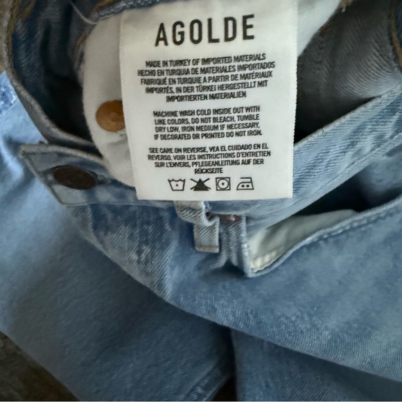 AGOLDE High Rise Straight Leg Distressed Light Wash Jeans W24 RILEY STRAIGHT - Picture 10 of 14